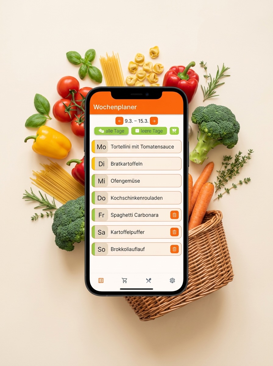 MealFlow Einkaufsliste mit frischen Zutaten